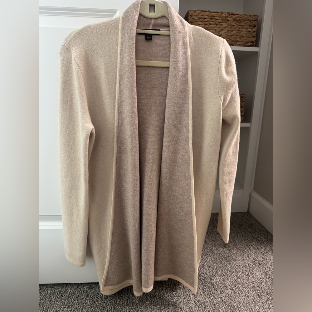 Ann Taylor Elegant Cream Open-Front Sweater